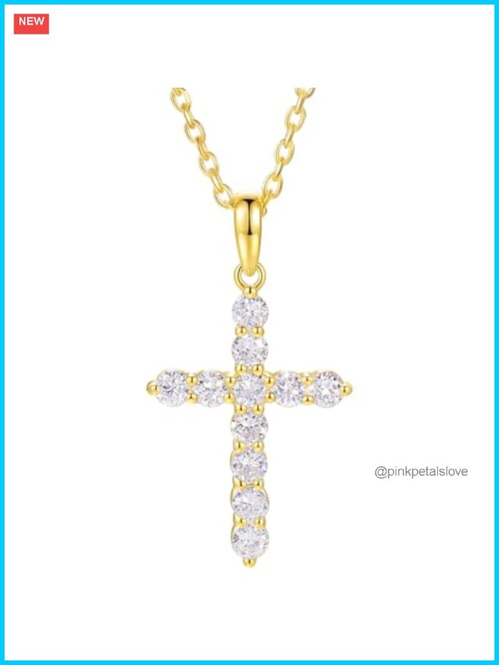 Lab Grown Diamond Cross Necklace D Color VVS1 18K Gold Plated Sterling Silver